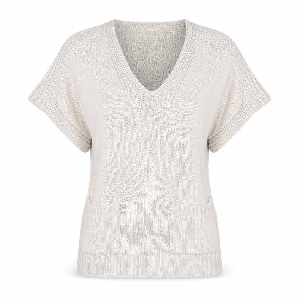Massimo Dutti Women Beige V-Neck Cotton Blend Knit Jumper Size 12