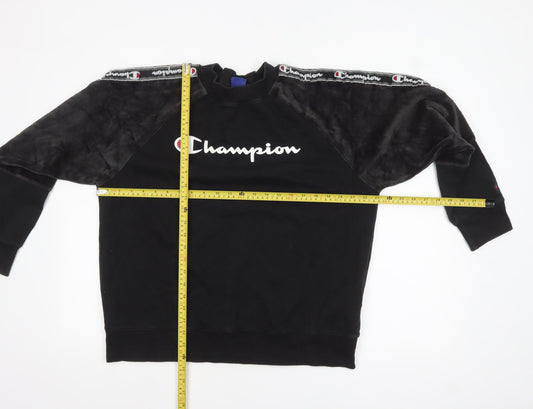 Champion Women’s Black XL Pullover Sweatshirt with Logo Tape Detail