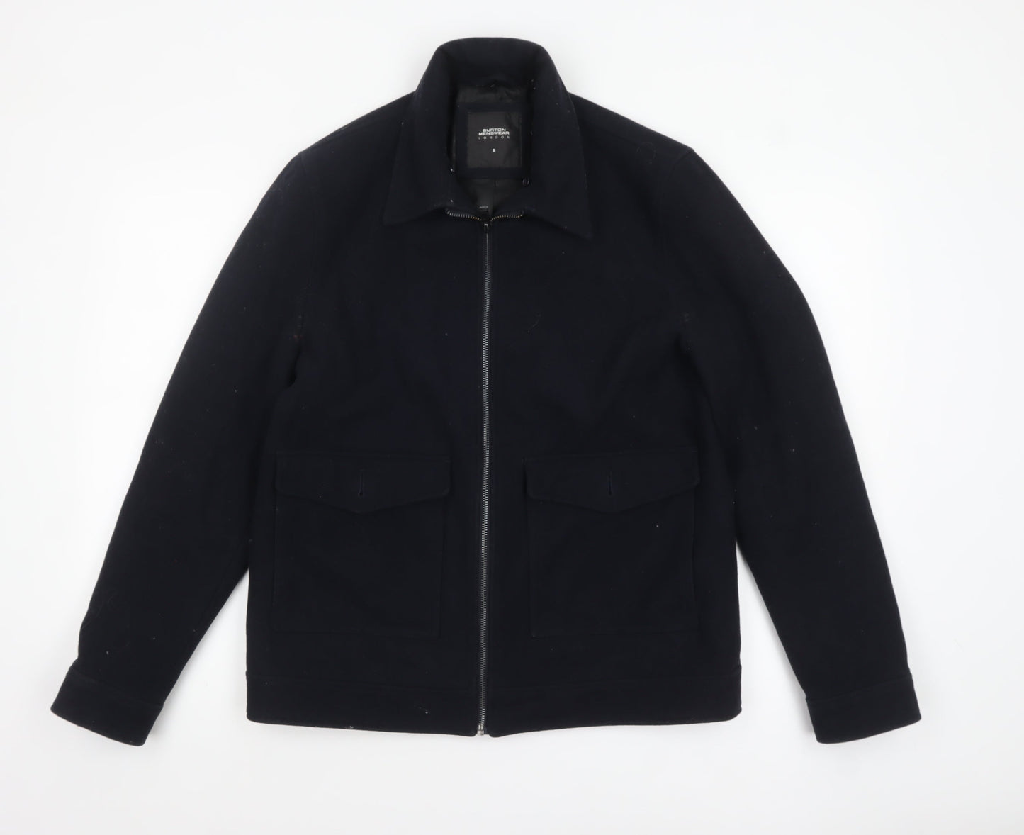 Burton Menswear London Men's Black Wool Blend Full Zip Jacket Medium