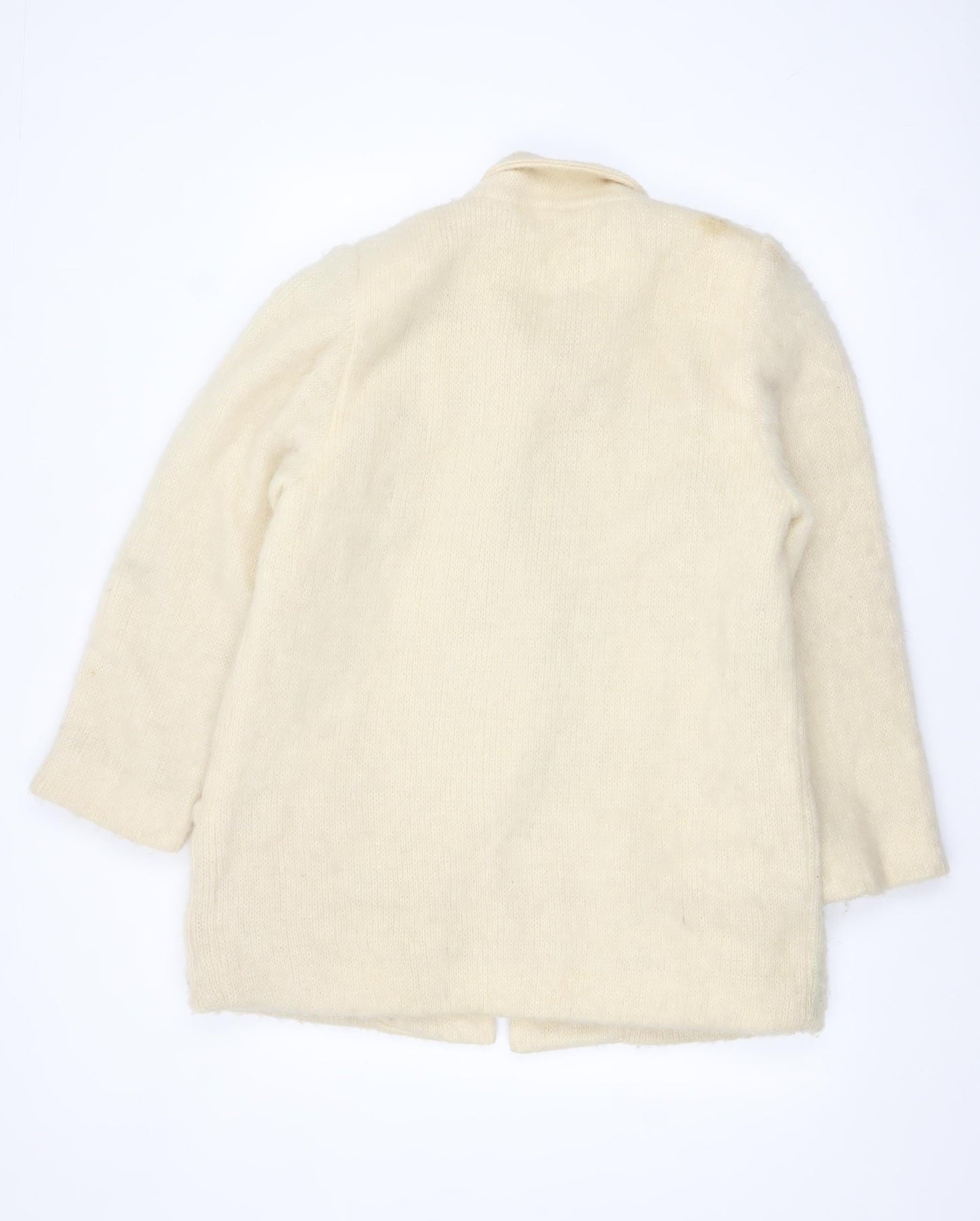 Hilda Ltd Womens Ivory Wool Mid-Length Coat Size M Classic Style
