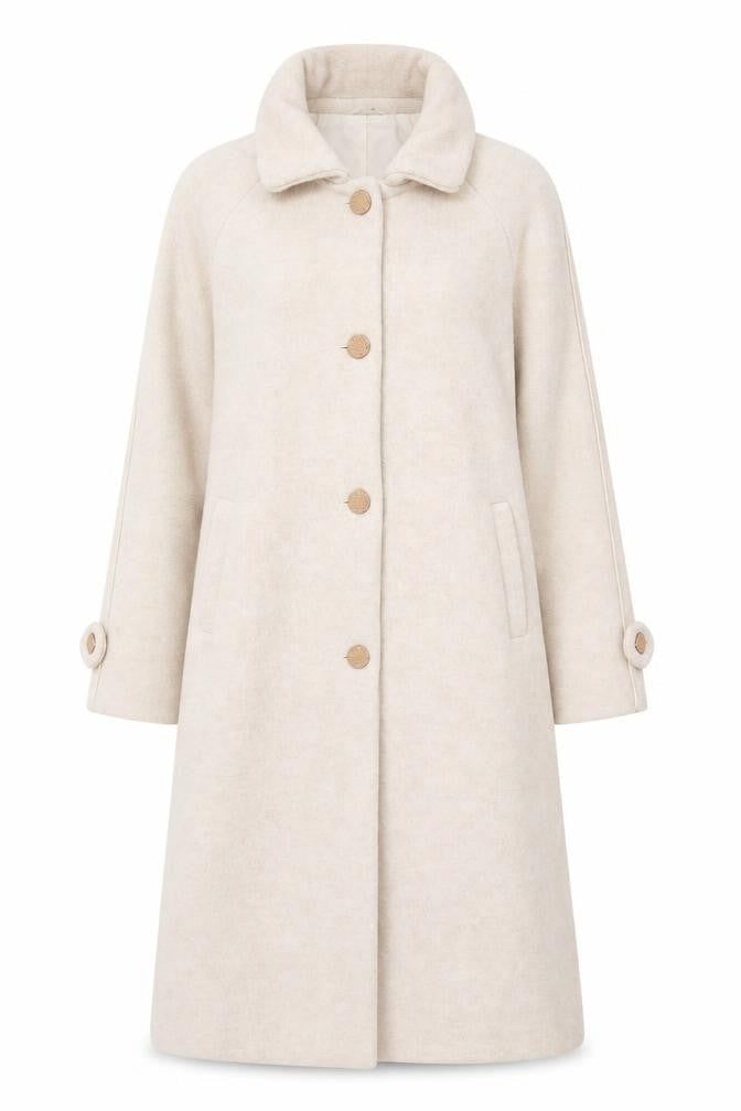 Code Women Beige Long Overcoat Size 12 Polyester Blend