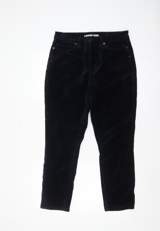 Lands' End Womens Blue Velvet Slim Trousers Size 14-16