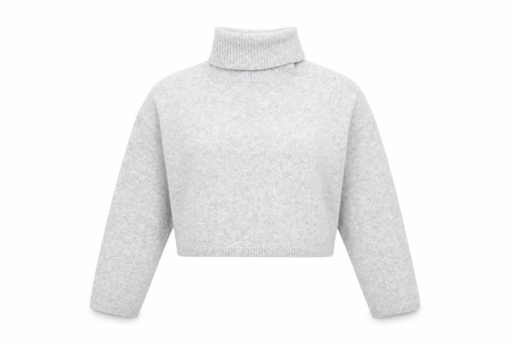 Bershka Women Grey Roll Neck Long Sleeve Knit Jumper Size M