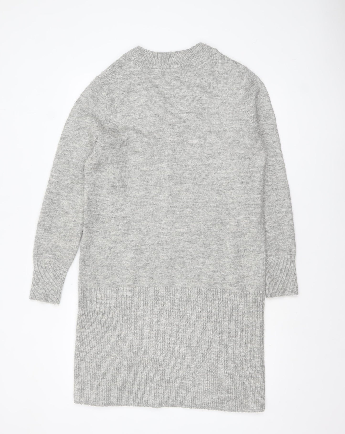 Tu Women’s Grey Knit V-Neck Long Sleeve Jumper Dress Size 12