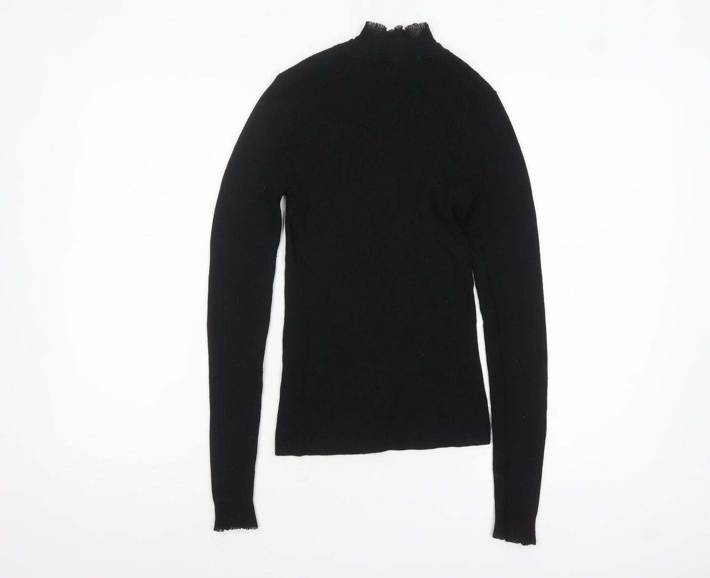 Ted Baker Women's Black Mock Neck Long Sleeve Slim Fit Jumper Size S