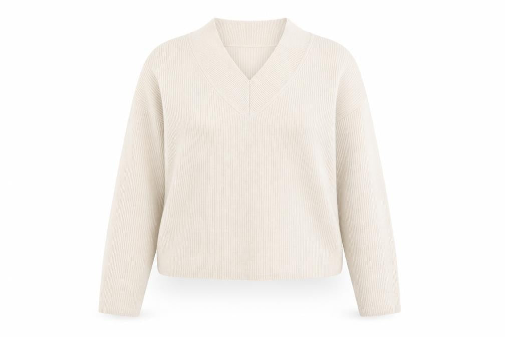 Marks and Spencer Womens Beige V-Neck Knit Jumper Small