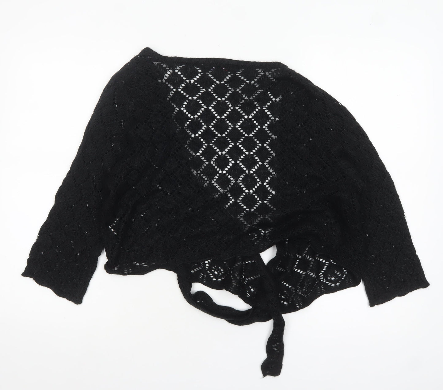 Papaya Women Black Size 18 Wrap Knit Acrylic Cardigan