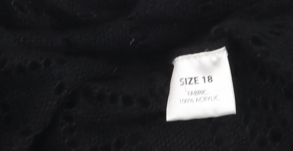 Papaya Women Black Size 18 Wrap Knit Acrylic Cardigan