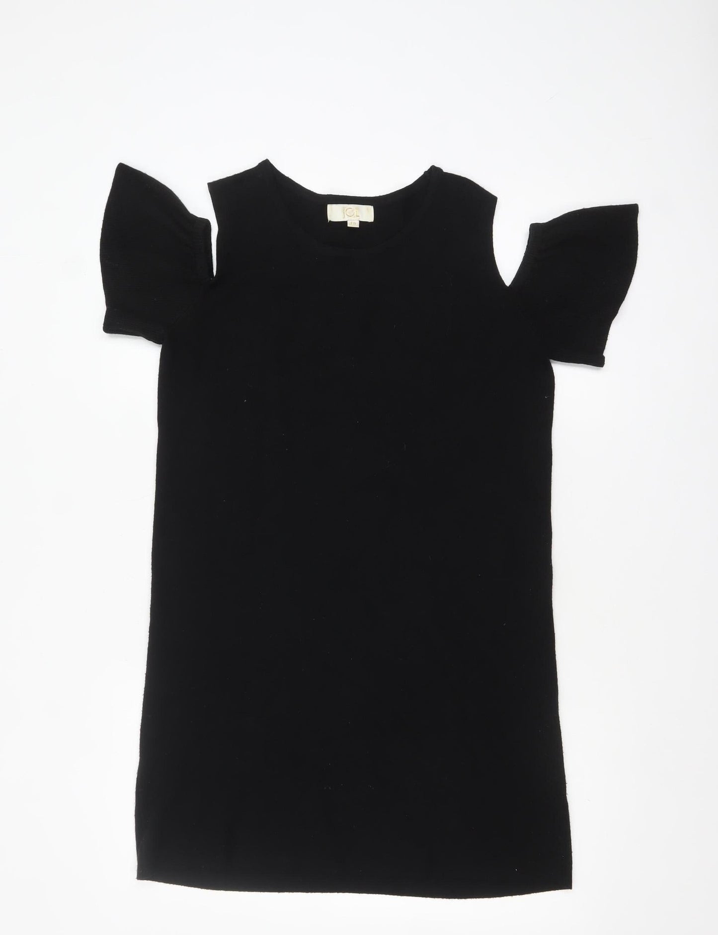 JCL Women’s Black Cold Shoulder Knit Pullover Jumper One Size