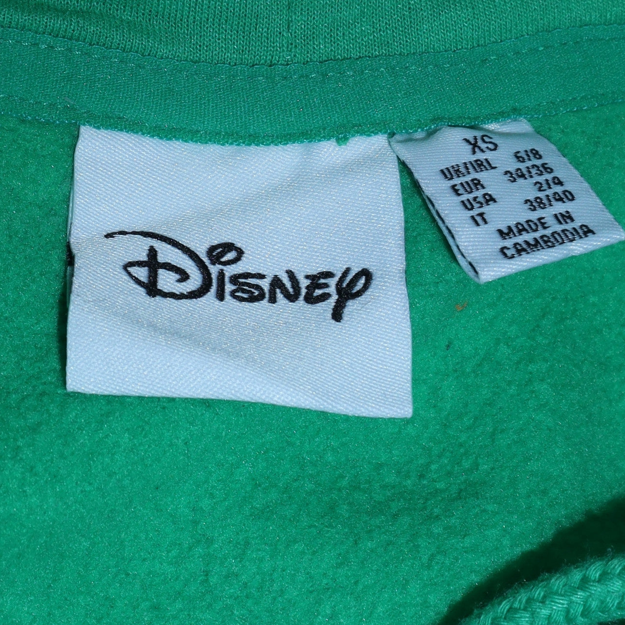Disney Womens Green Mickey Mouse Pullover Hoodie XS