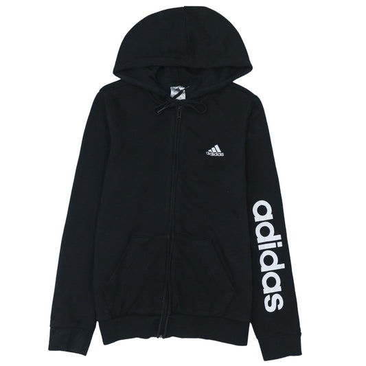 Adidas Women's Black Full Zip Hoodie Size Small UK 8-10 Cotton Blend