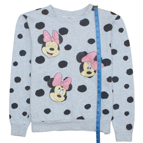 Disney Teens Grey Polka Dot Minnie Mouse Sweatshirt Size 12-14