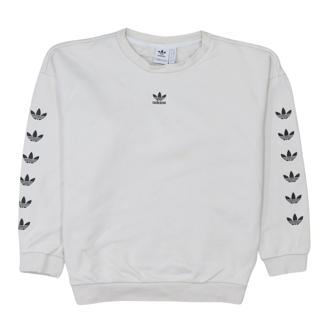 Adidas Women White Logo Crew Neck Pullover Sweatshirt Size 10