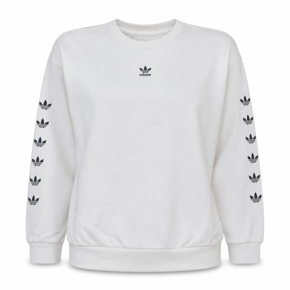 Adidas Women White Logo Crew Neck Pullover Sweatshirt Size 10
