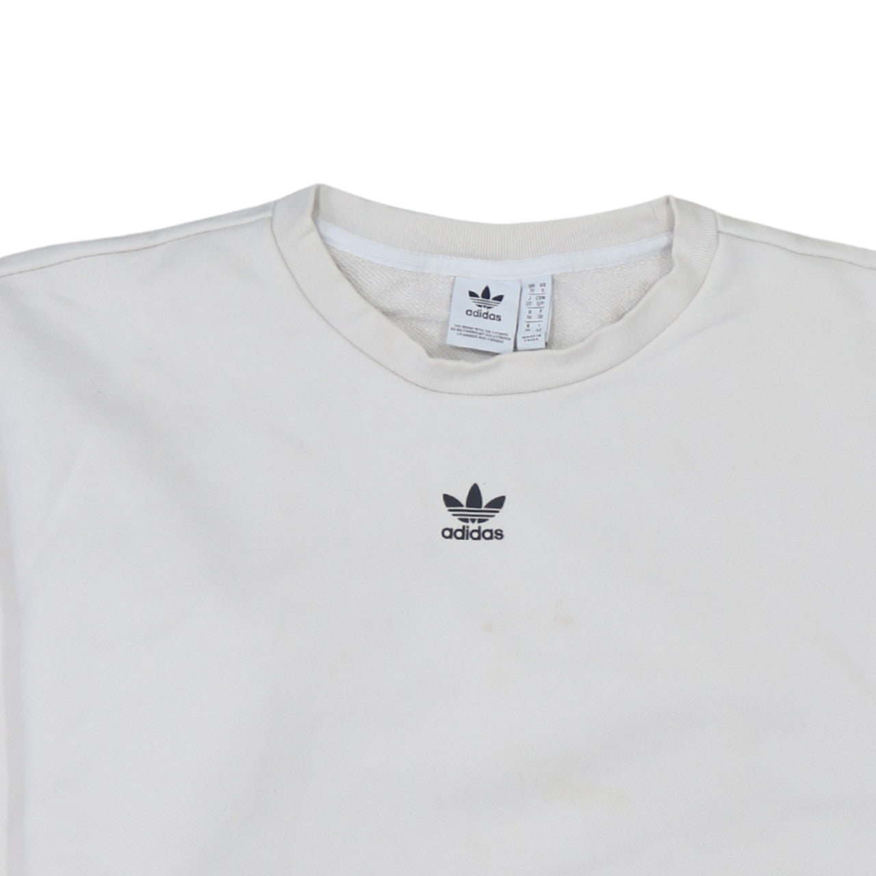 Adidas Women White Logo Crew Neck Pullover Sweatshirt Size 10