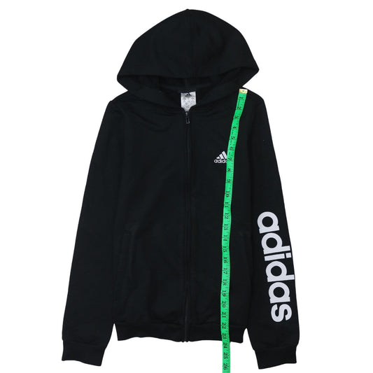 Adidas Women Black Full Zip Hoodie S 8-10 Logo Sportswear