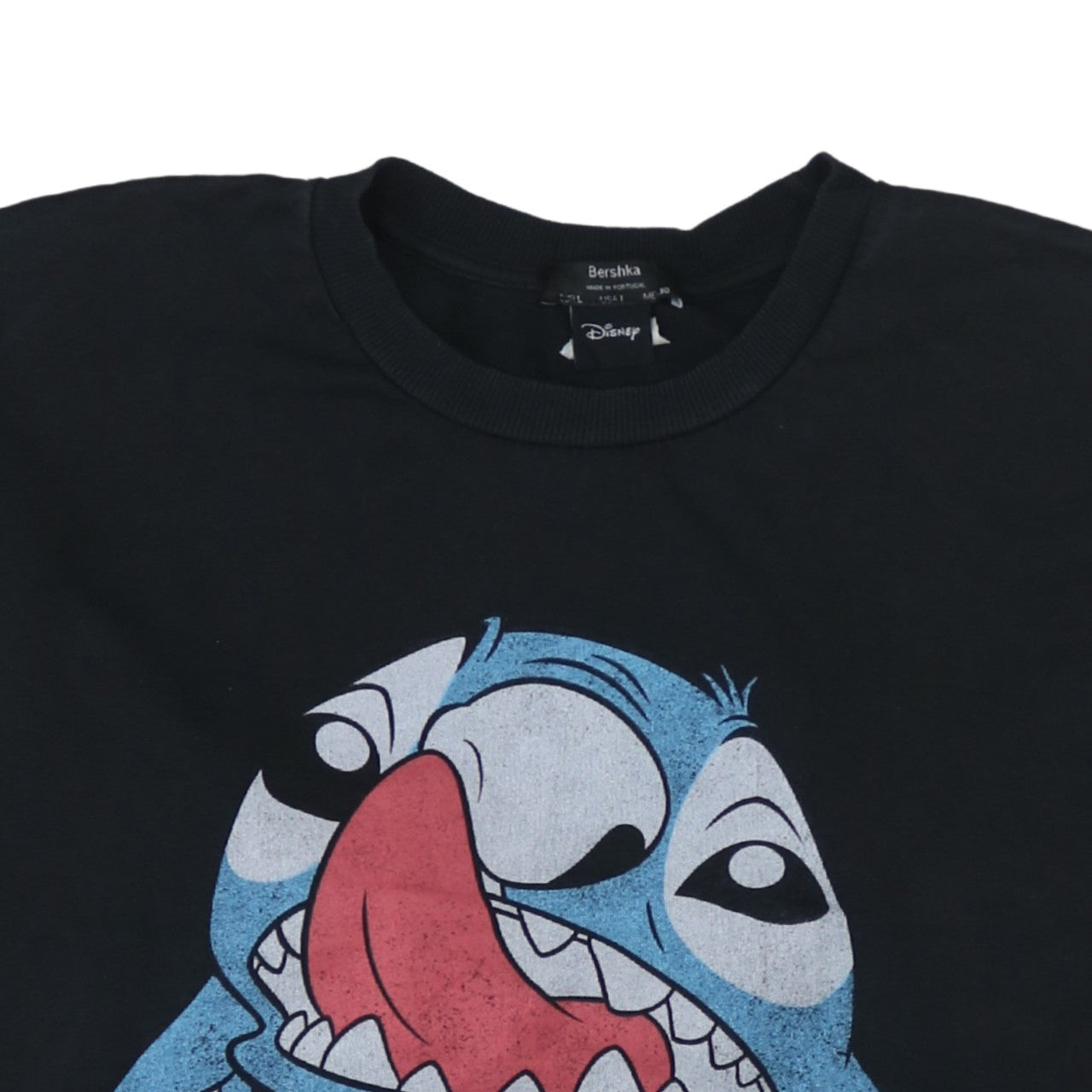 Bershka Disney Stitch Black Unisex L Pullover Sweatshirt