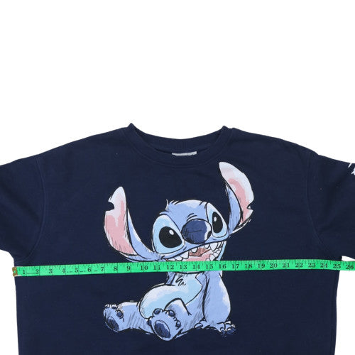 Disney Stitch Blue Teens Pullover Sweatshirt M Fleece Graphic