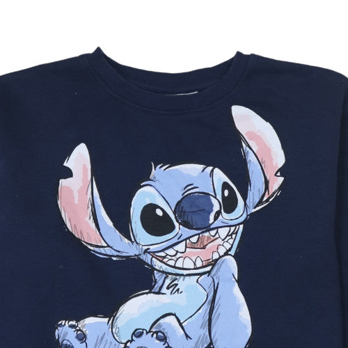 Disney Stitch Blue Teens Pullover Sweatshirt M Fleece Graphic