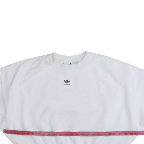 Adidas Womens White Crew Neck Pullover Sweatshirt Size 10