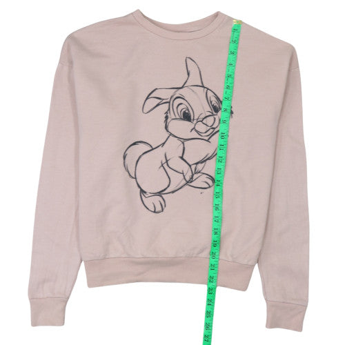 Disney Women Beige Thumper Sweatshirt Size S Crew Neck Pullover