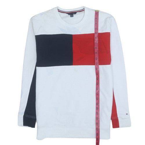 Tommy Hilfiger Men's White Red Navy Crew Neck Sweatshirt XXS