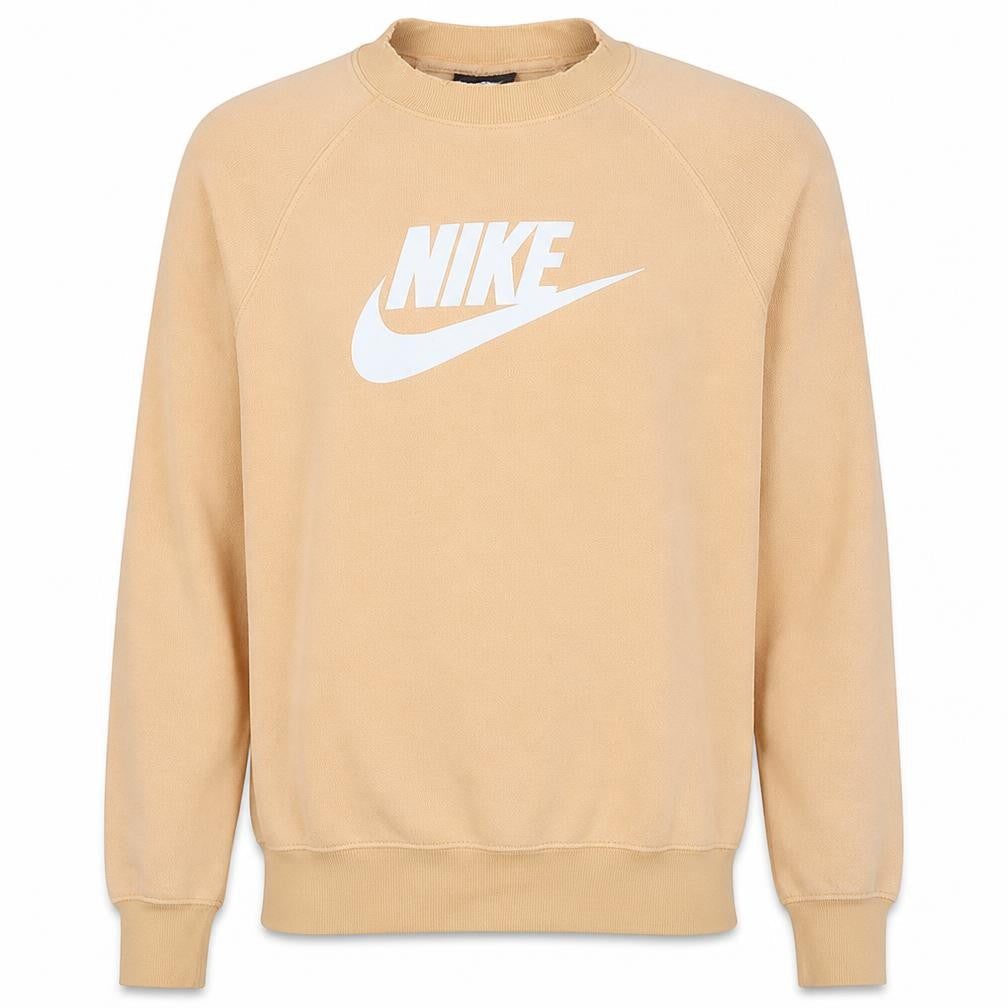 Nike Men's Beige Small Crew Neck Logo Pullover Sweatshirt