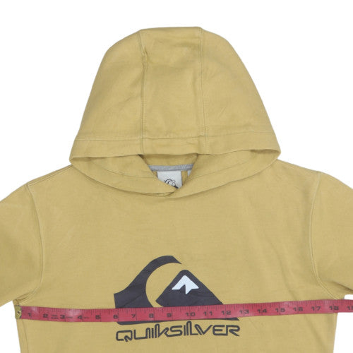 Quiksilver Men's Beige Pullover Hoodie M Logo Fleece Sweatshirt