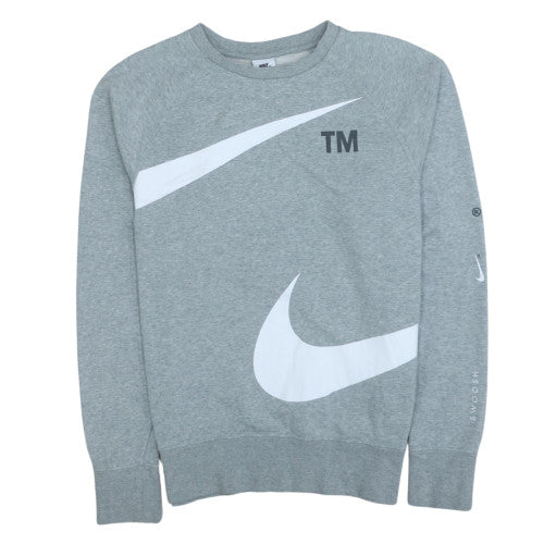 Nike Men's Grey Small Logo Pullover Sweatshirt Long Sleeve