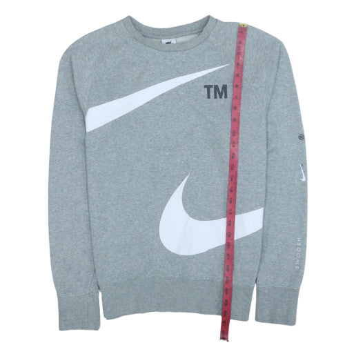 Nike Men's Grey Small Logo Pullover Sweatshirt Long Sleeve