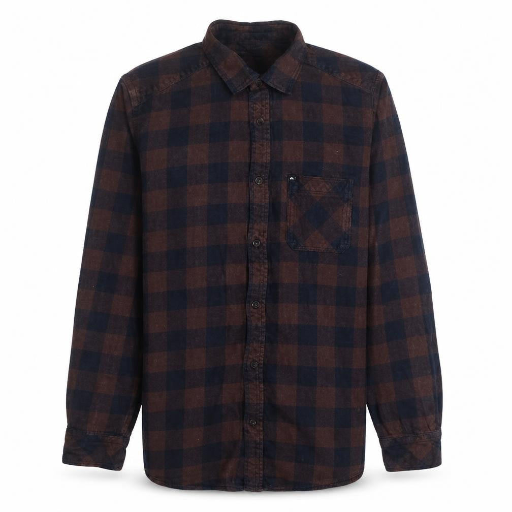 Quiksilver Men’s Brown Check Flannel Long Sleeve Casual Shirt Size S