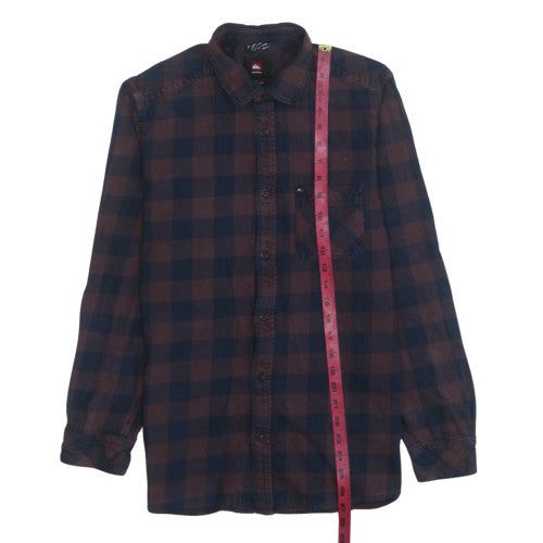 Quiksilver Men’s Brown Check Flannel Long Sleeve Casual Shirt Size S