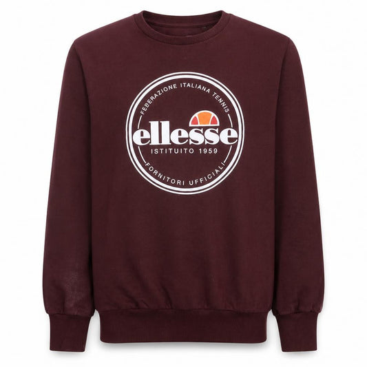 Ellesse Men's Brown Logo Pullover Sweatshirt Size M Crew Neck