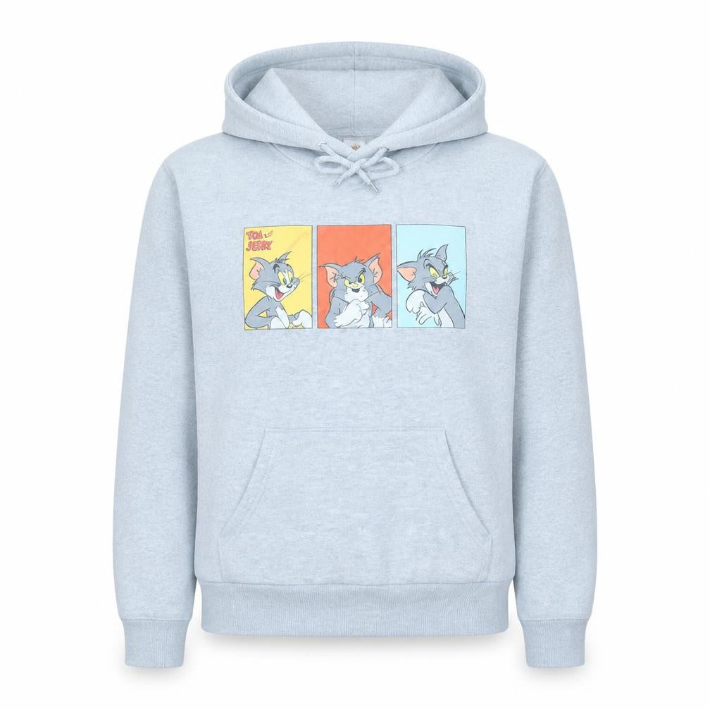 Tom & Jerry Womens Grey Pullover Hoodie Small Cartoon Print Cotton Blend