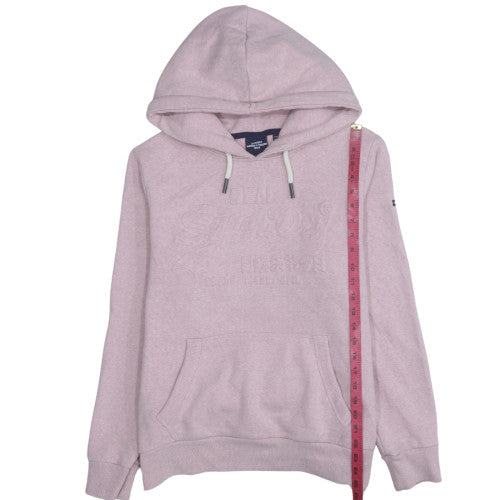 Superdry Women Pink Pullover Hoodie Cotton Blend Lined Casual M