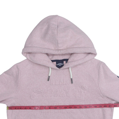 Superdry Women Pink Pullover Hoodie Cotton Blend Lined Casual M