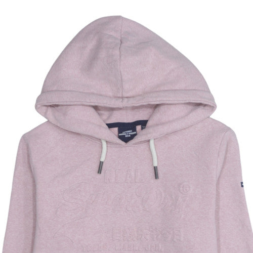 Superdry Women Pink Pullover Hoodie Cotton Blend Lined Casual M