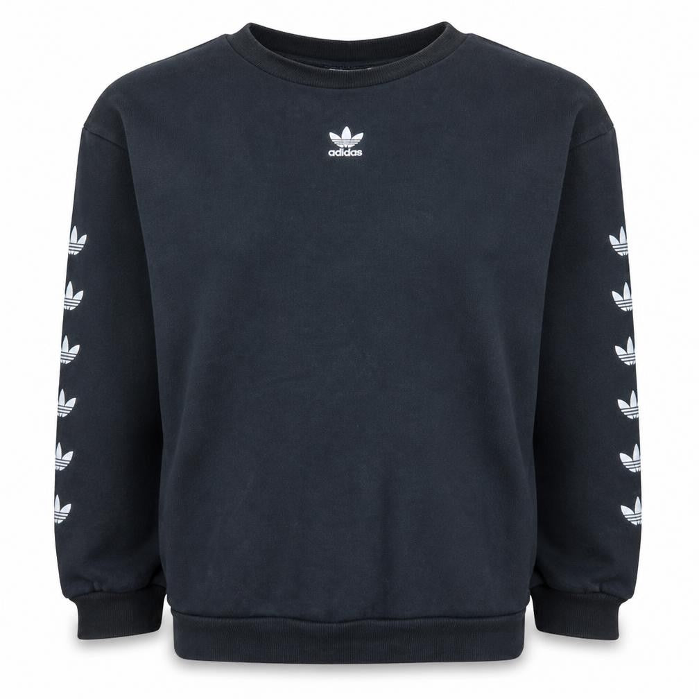 Adidas Womens Black Crew Neck Pullover Sweatshirt Size 8 Classic Logo