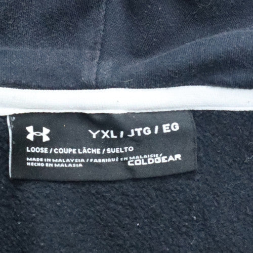 Under Armour Boys Black Full Zip Hoodie YXL 158-170cm ColdGear Fleece