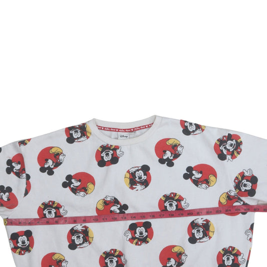 Disney Women White Mickey Mouse Print Sweatshirt Size 14/16