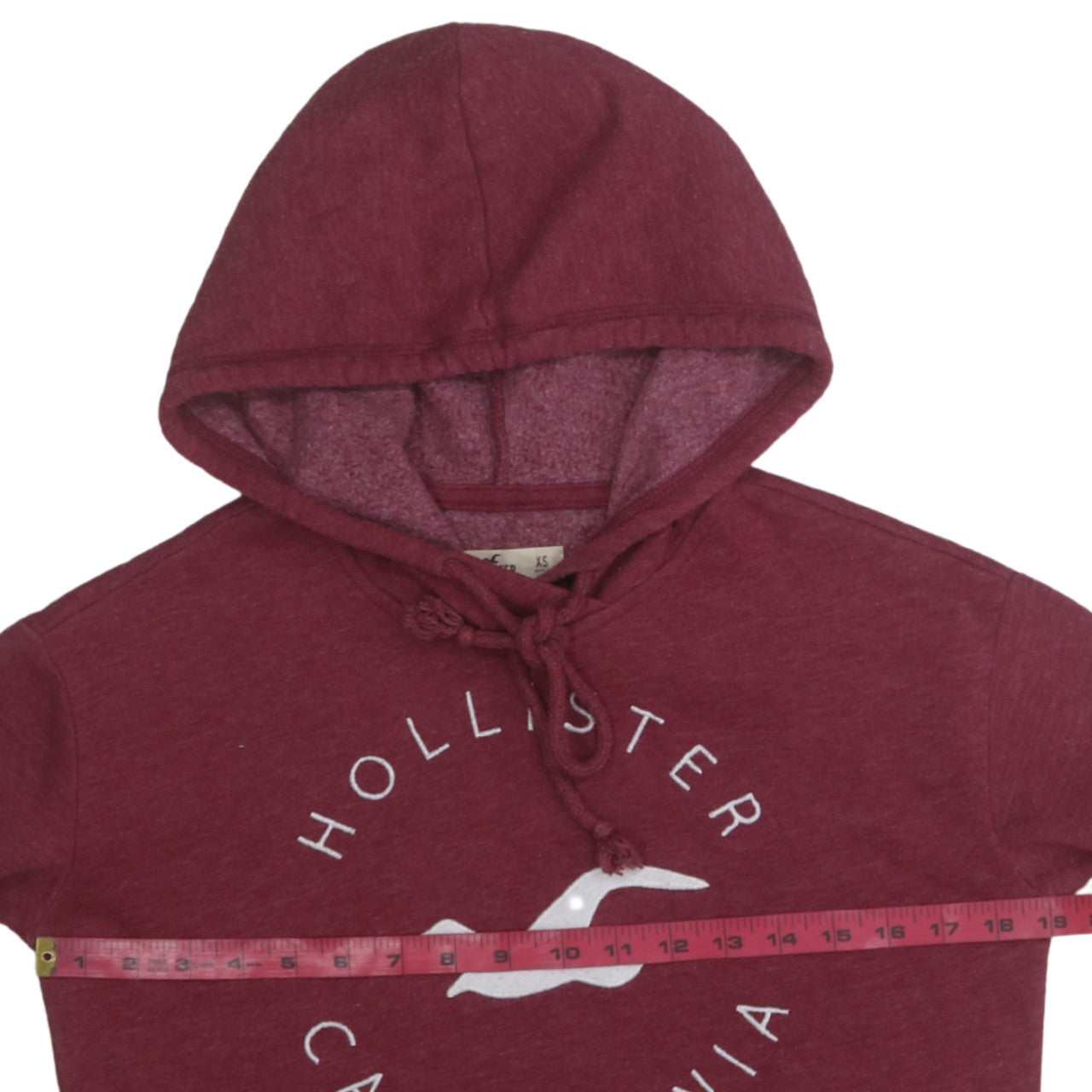Hollister Womens Burgundy Pullover Hoodie XS Logo Print Casual