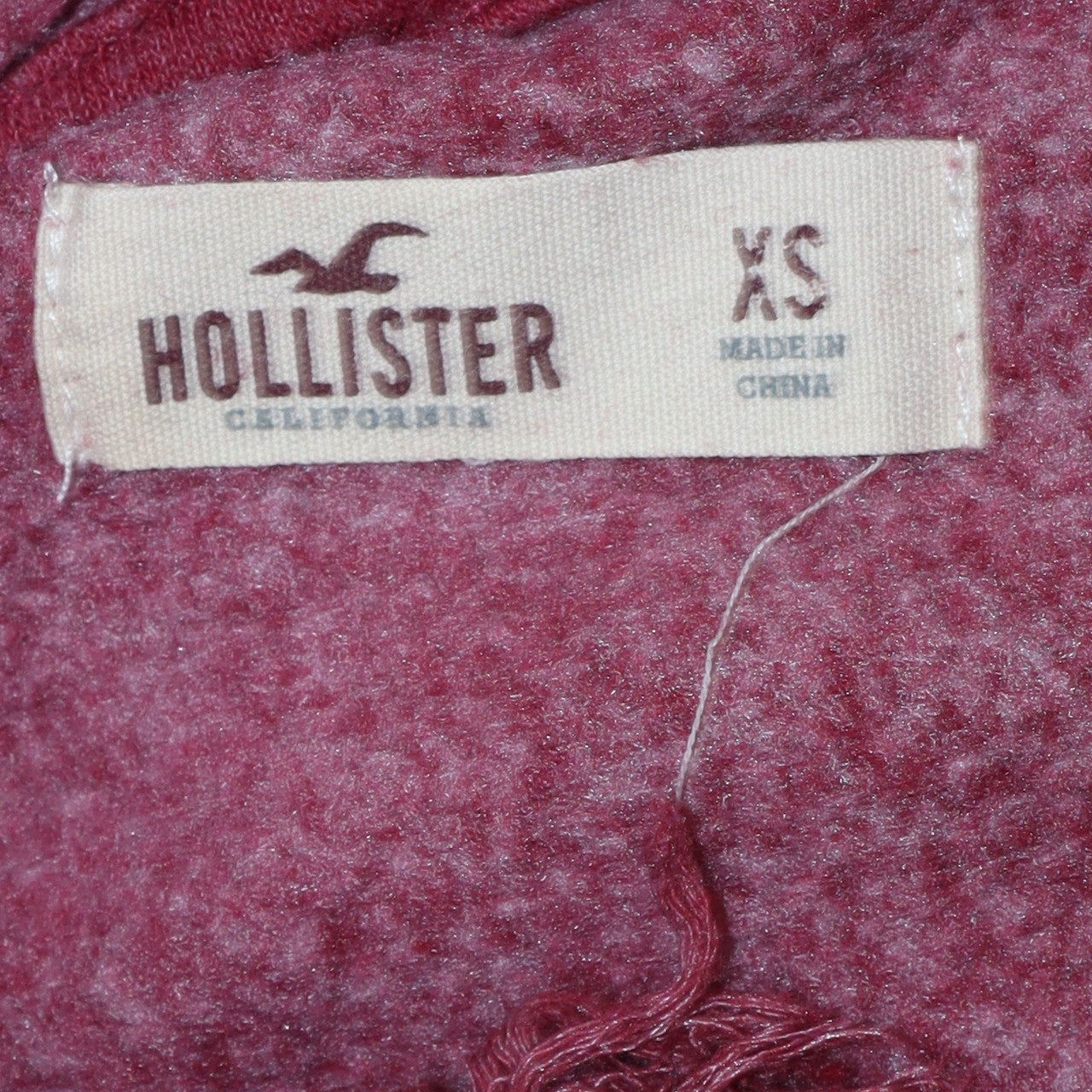 Hollister Womens Burgundy Pullover Hoodie XS Logo Print Casual