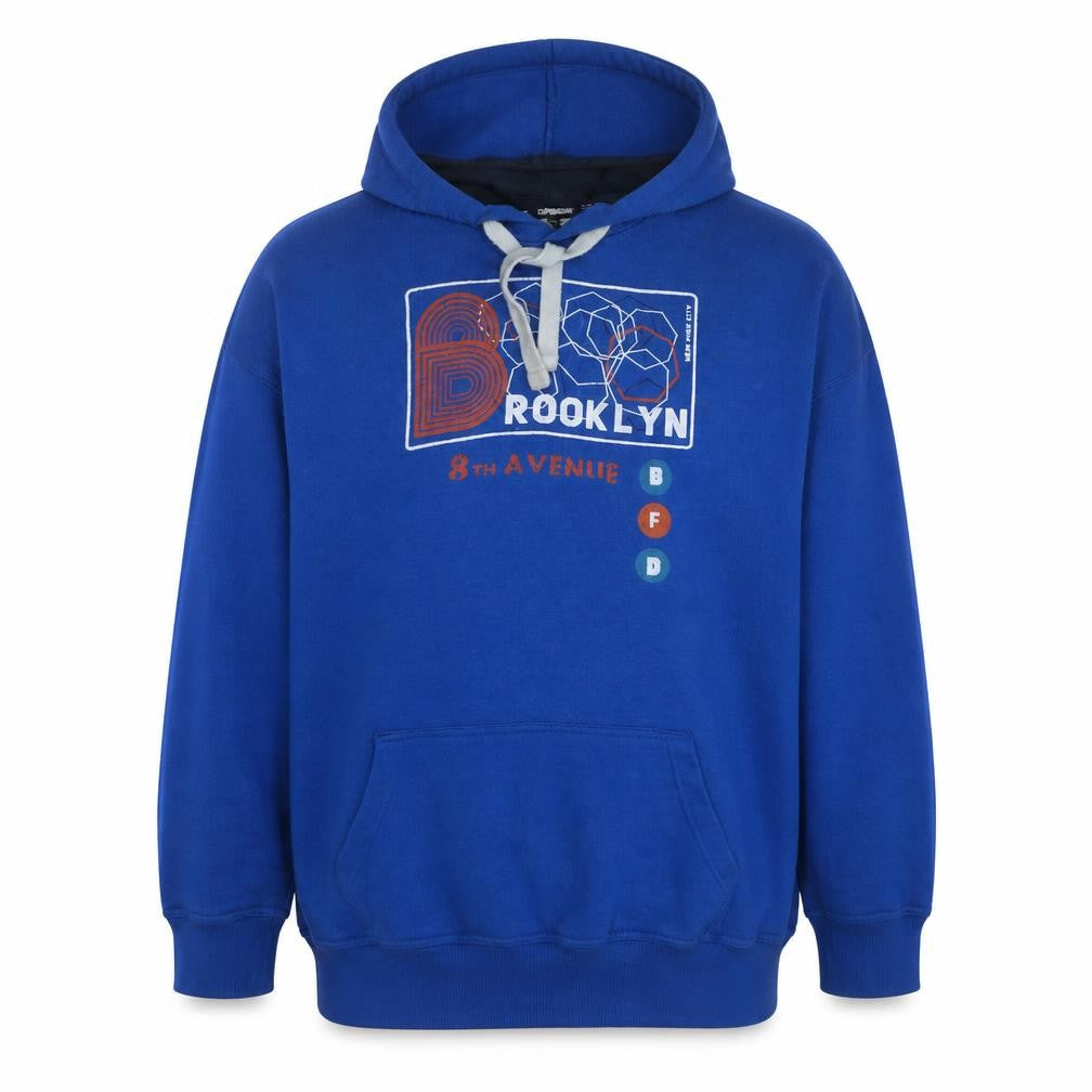 Cargo Quay Mens Blue Brooklyn Graphic Pullover Hoodie XXL