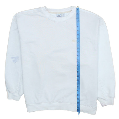 Adidas Womens White Pullover Sweatshirt Size 10 Cotton Blend Crew Neck