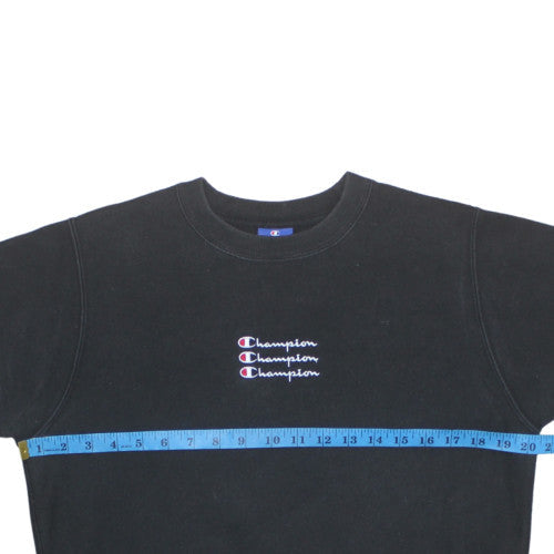 Champion Women's Black Small Pullover Sweatshirt with Logo Embroidery
