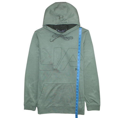 Under Armour Mens Green Pullover Hoodie Medium Loose Fit ColdGear