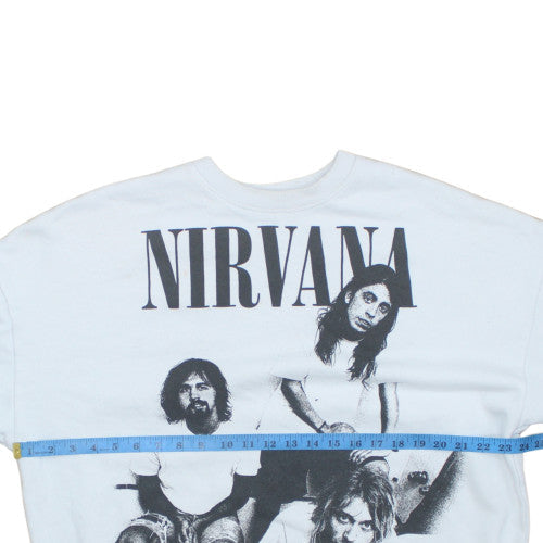 Bershka Women White Nirvana Graphic Print Pullover Sweatshirt Size S