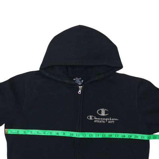 Champion Women Black Full Zip Hoodie Large Cotton Blend
