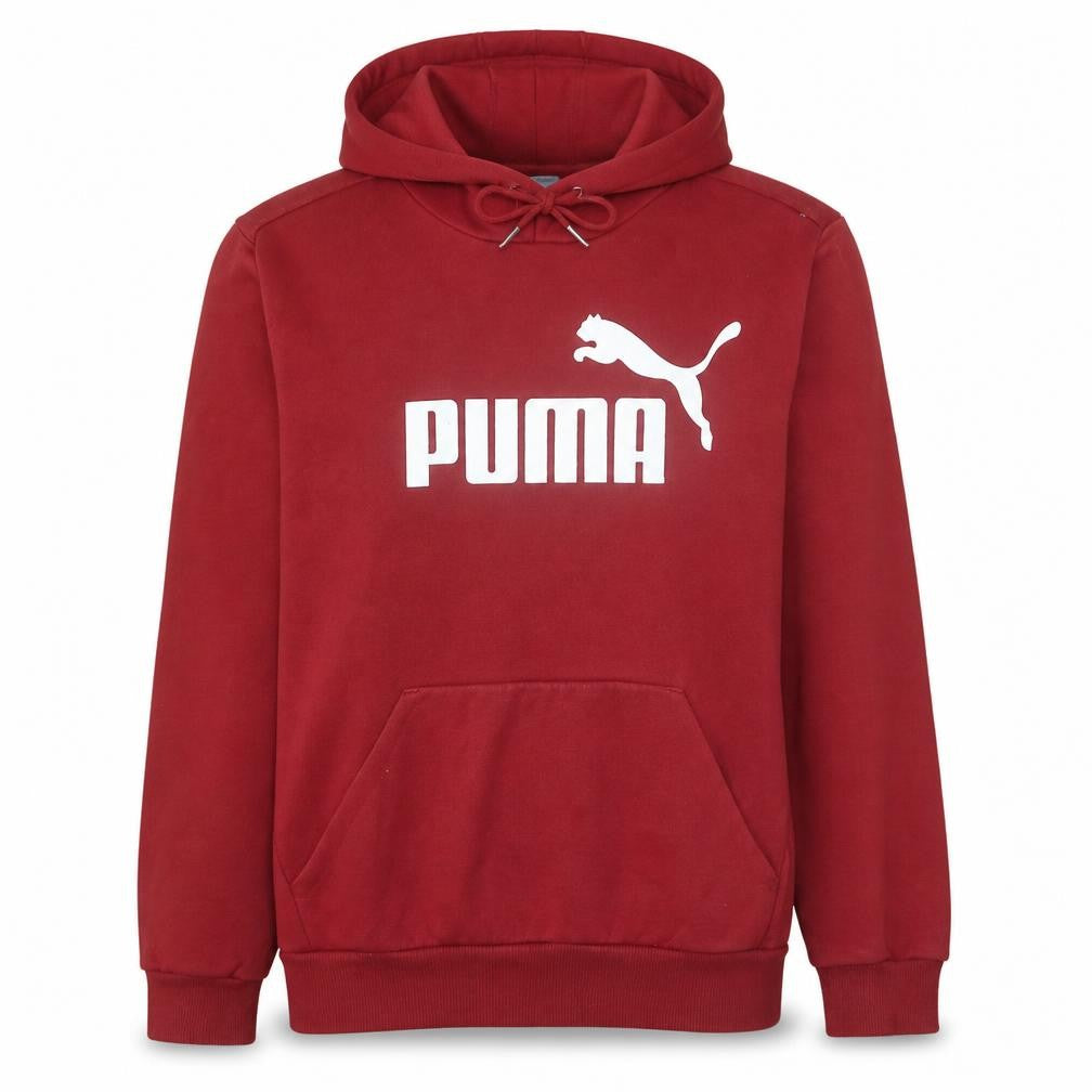 Front view of Puma men’s red pullover hoodie small hooded sweatshirt