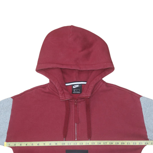 Nike Mens Red Half Zip Hooded Sweatshirt Size M Fleece Pullover